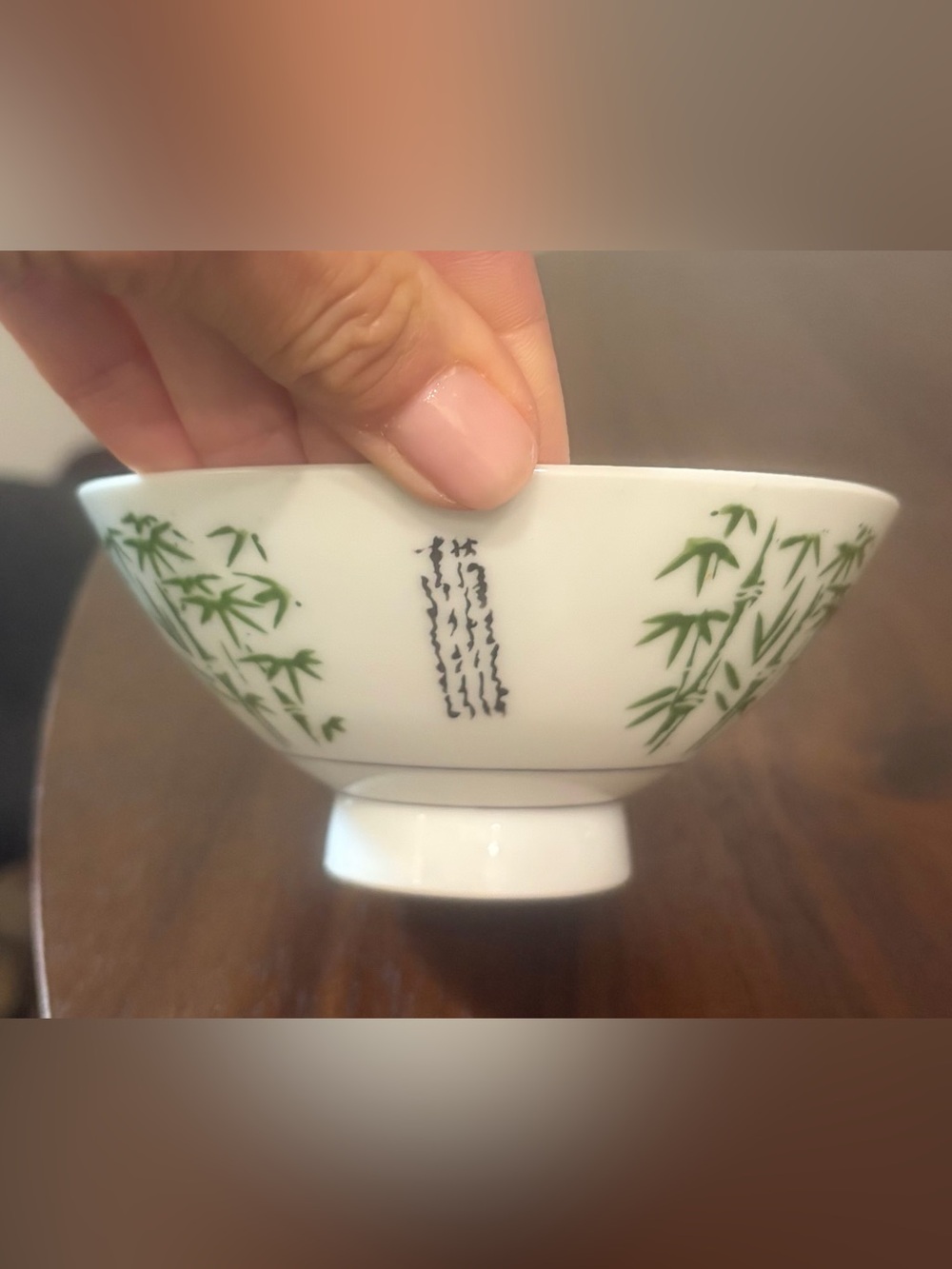 Mahjong Dice Dish-Porcelain Bamboo Accent Bowl - White and Green
